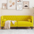 Sofa Chesterfield z wałkami, dwuosobowa, żółta, aksamit