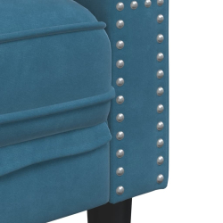 2-cz. wypoczynek Chesterfield z wałkami, niebieski, aksamit
