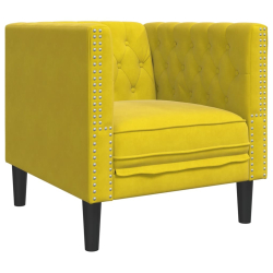 3-cz. wypoczynek Chesterfield z wałkami, żółty, aksamit