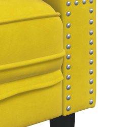 3-cz. wypoczynek Chesterfield z wałkami, żółty, aksamit