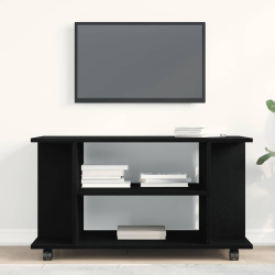 Szafka RTV z kółkami Czarny dąb 80x40x45 cm Drewno klejone