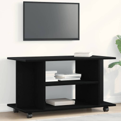 Szafka RTV z kółkami Czarny dąb 80x40x45 cm Drewno klejone