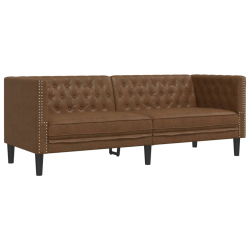 2-cz. zestaw wypoczynkowy Chesterfield, brązowy, sztuczna skóra