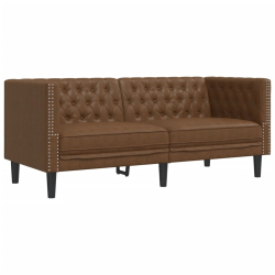 2-cz. zestaw wypoczynkowy Chesterfield, brązowy, sztuczna skóra