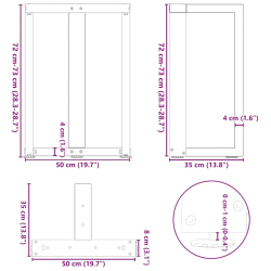 Nogi do stołu jadalnianego, 2 szt., 50x35x(72-73) cm, stal