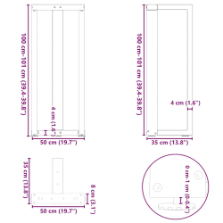 Nogi do stołu barowego, 2 szt., 50x35x(100-101) cm, stal