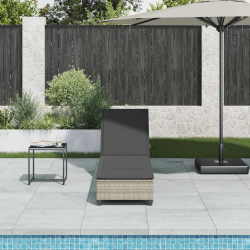 Leżak z poduszkami Jasnoszary 55x200x25,5cm Polirattan