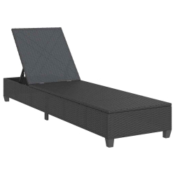 Leżak z poduszkami Czarny 55x200x25,5cm Polirattan