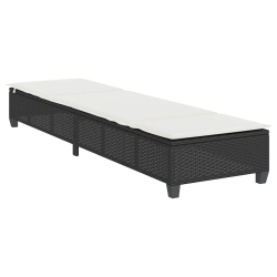 Leżak z poduszkami Czarny 55x200x25,5cm Polirattan