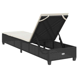 Leżak z poduszkami Czarny 55x200x25,5cm Polirattan