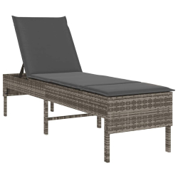 Leżak z poduszką Szary 55x200x44cm Polirattan
