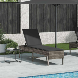 Leżak z poduszką Szary 55x200x44cm Polirattan