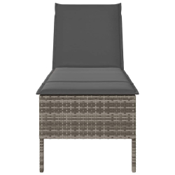 Leżak z poduszką Szary 55x200x44cm Polirattan