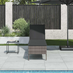 Leżak z poduszką Szary 55x200x44cm Polirattan
