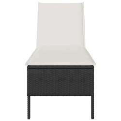 Leżak z poduszką Czarny 55x200x44cm polirattan
