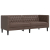 Sofa Chesterfield, 3-os., brązowa, tapicerowana sztuczną skórą