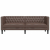 Sofa Chesterfield, 3-os., brązowa, tapicerowana sztuczną skórą