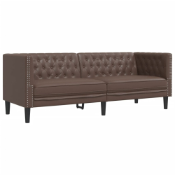 2-cz. zestaw wypoczynkowy Chesterfield, brązowy, sztuczna skóra