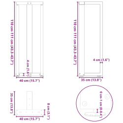Nogi do stołu barowego, 2 szt., 40x35x(110-111) cm, stal