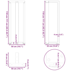 Nogi do stołu barowego, 2 szt., 50x35x(110-111) cm, stal