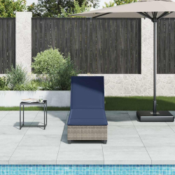 Leżak z poduszkami Szary 55x200x25,5cm Polirattan
