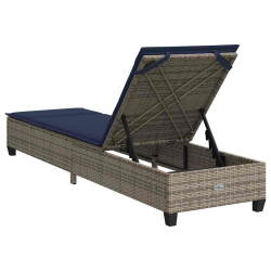 Leżak z poduszkami Szary 55x200x25,5cm Polirattan