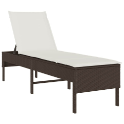 Leżak z poduszką Brązowy 55x200x44cm Polirattan