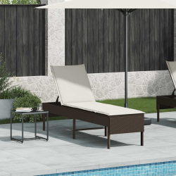 Leżak z poduszką Brązowy 55x200x44cm Polirattan