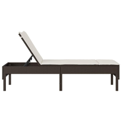 Leżak z poduszką Brązowy 55x200x44cm Polirattan