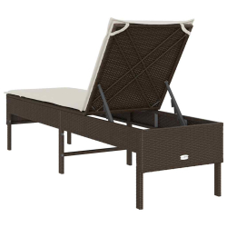 Leżak z poduszką Brązowy 55x200x44cm Polirattan