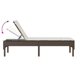 Leżak z poduszką Brązowy 55x200x44cm Polirattan