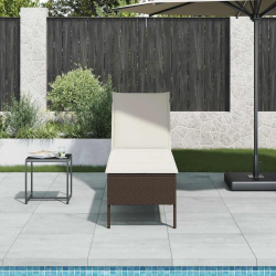 Leżak z poduszką Brązowy 55x200x44cm Polirattan