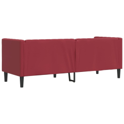 Sofa Chesterfield, 3-os., bordowa, tapicerowana sztuczną skórą