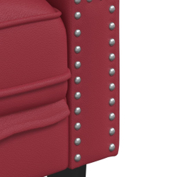 Sofa Chesterfield, 3-os., bordowa, tapicerowana sztuczną skórą