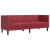 Sofa Chesterfield, 3-os., bordowa, tapicerowana sztuczną skórą