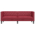 Sofa Chesterfield, 3-os., bordowa, tapicerowana sztuczną skórą