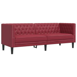 2-cz. zestaw wypoczynkowy Chesterfield, bordowy, sztuczna skóra
