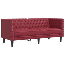 2-cz. zestaw wypoczynkowy Chesterfield, bordowy, sztuczna skóra