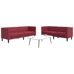 2-cz. zestaw wypoczynkowy Chesterfield, bordowy, sztuczna skóra