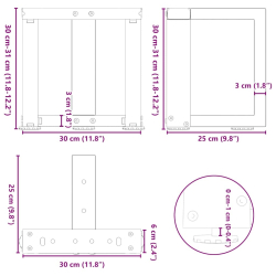 Nogi do stolika kawowego, 2 szt., 30x25x(30-31) cm, stal