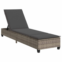 Leżak z poduszkami Szary 55x200x25,5cm Polirattan