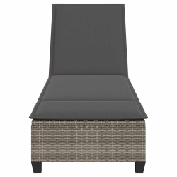 Leżak z poduszkami Szary 55x200x25,5cm Polirattan