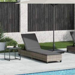 Leżak z poduszkami Szary 55x200x25,5cm Polirattan