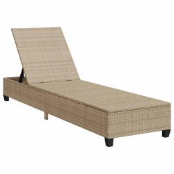 Leżak z poduszkami beżowy 55x200x25,5cm polirattan