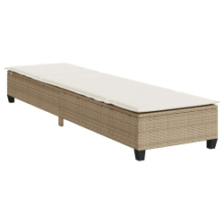 Leżak z poduszkami beżowy 55x200x25,5cm polirattan