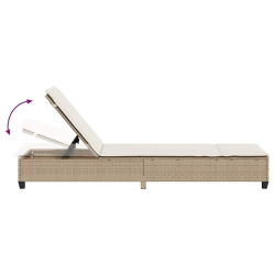 Leżak z poduszkami beżowy 55x200x25,5cm polirattan