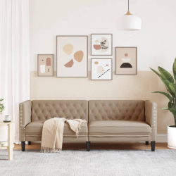 Sofa Chesterfield, 3-os., cappuccino, sztuczna skóra
