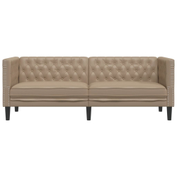 Sofa Chesterfield, 3-os., cappuccino, sztuczna skóra