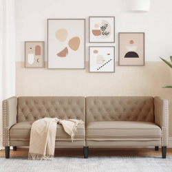 Sofa Chesterfield, 3-os., cappuccino, sztuczna skóra