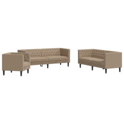 3-cz. zestaw wypoczynkowy Chesterfield, cappuccino, ekoskóra